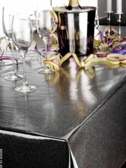 Abwaschbarer Tischbelag Glitter silber B: ca. 140 cm