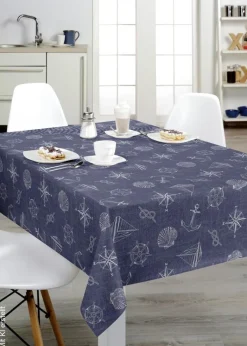 Abwaschbarer Tischbelag Maritim blau B: ca. 140 cm