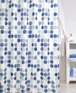 Acus Duschvorhang weiß blau Polyester-Mischgewebe B/L: ca. 180x200 cm