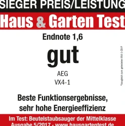 AEG Bodenstaubsauger VX4-1-EB grau schwarz Kunststoff Metall B/H/T: ca. 29x42x23 cm