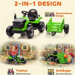 AIYAPLAY Elektrischer Traktor grün B/H/L: ca. 58x55x139 cm