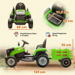 AIYAPLAY Elektrischer Traktor grün B/H/L: ca. 58x55x139 cm