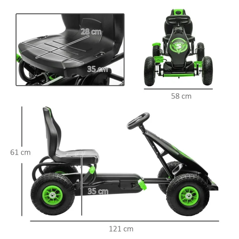 AIYAPLAY Go Kart grün B/H/L: ca. 58x61x121 cm