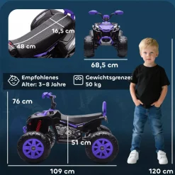 AIYAPLAY Kinder Elektroauto lila B/H/L: ca. 68,5x76x109 cm