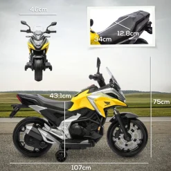 AIYAPLAY Kinder Elektro-Motorrad gelb B/H/L: ca. 46x75x107 cm