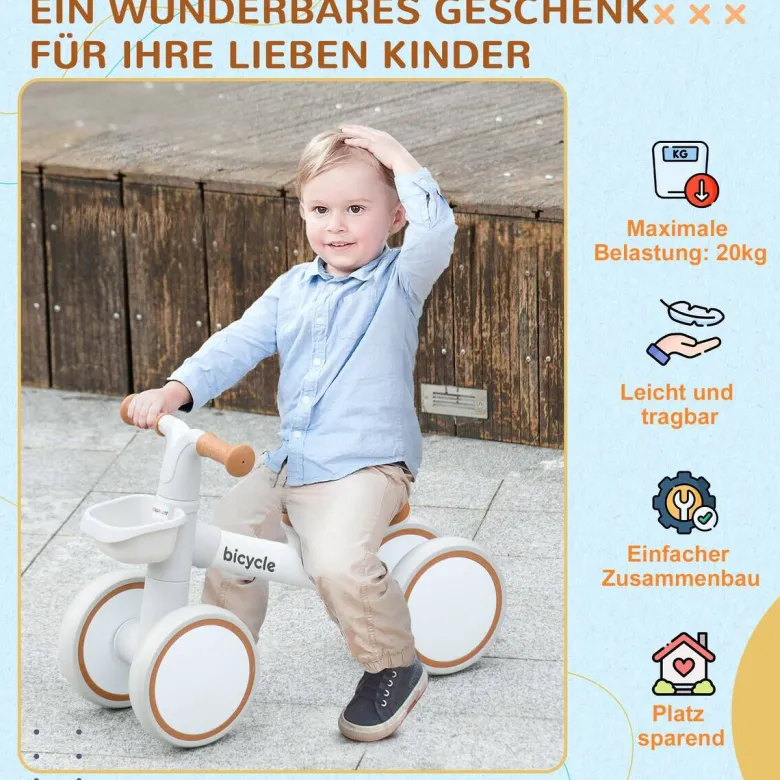 AIYAPLAY Kinderlaufrad weiß B/H/L: ca. 27x39x56 cm