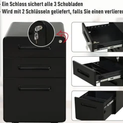 Aktenschrank 924-007BK schwarz B/H/T: ca. 39x59x48 cm