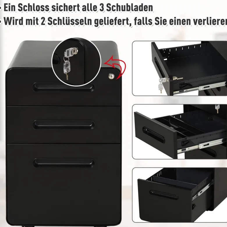 Aktenschrank 924-007BK schwarz B/H/T: ca. 39x59x48 cm