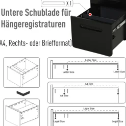 Aktenschrank 924-007BK schwarz B/H/T: ca. 39x59x48 cm
