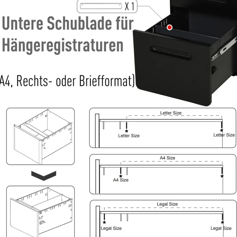 Aktenschrank 924-007BK schwarz B/H/T: ca. 39x59x48 cm