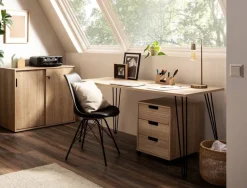 Aktenschrank Emmik weiß matt Eiche Eiche weiß Nachbildung B/H/T: ca. 100,1x83,6x41 cm