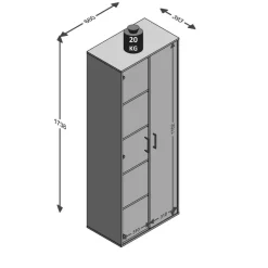 Aktenschrank weiß B/H/T: ca. 66x175x39 cm