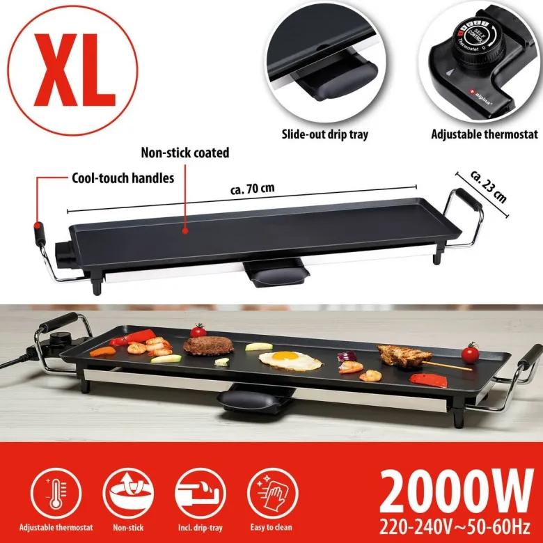 alpina Elektro-Tischgrill schwarz Metall B/L: ca. 70x23 cm