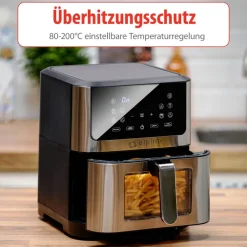 alpina Heißluftfritteuse 871125224542 silber Edelstahl B/H/L: ca. 29,5x36,5x38 cm ca. 8 l