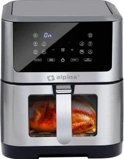alpina Heißluftfritteuse 871125224542 silber Edelstahl B/H/L: ca. 29,5x36,5x38 cm ca. 8 l
