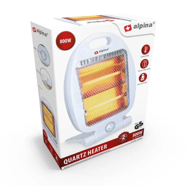 alpina Quarz-Heizstrahler 871125218212 LQ001 B/H/T: ca. 25x38x9 cm ca. 800 W