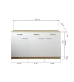 Anbauküchen-Set Merle grau B/H/T: ca. 150x85x60 cm