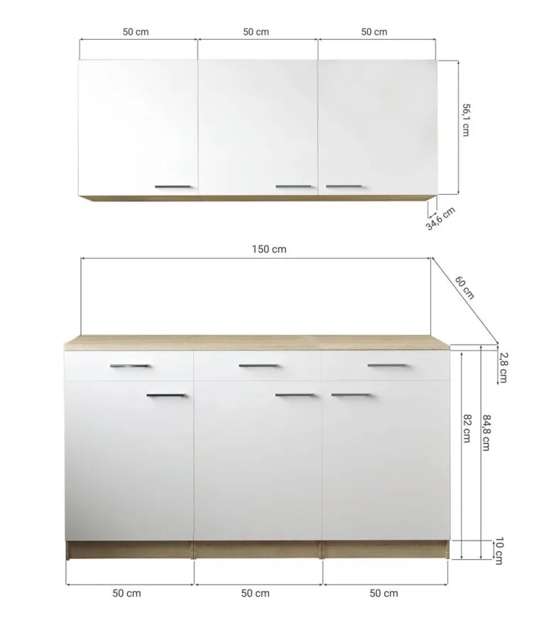 Anbauküchen-Set Merle grau B/H/T: ca. 150x200x60 cm