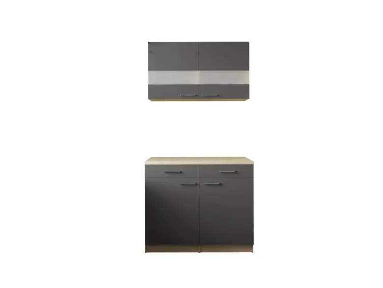 Anbauküchen-Set Merle grau B/H/T: ca. 100x200x60 cm