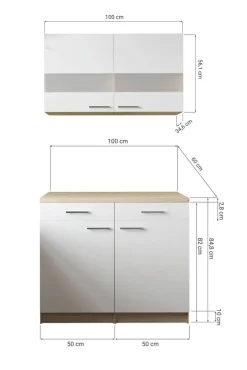 Anbauküchen-Set Merle grau B/H/T: ca. 100x200x60 cm