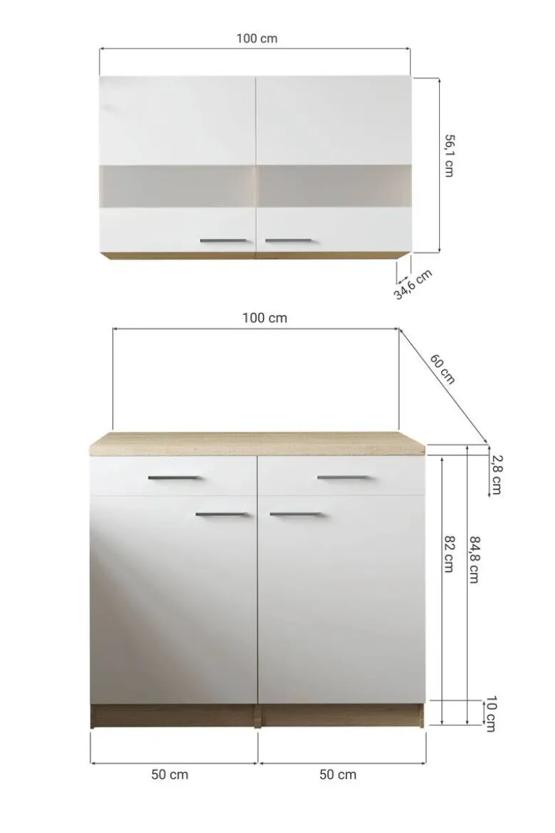 Anbauküchen-Set Merle grau B/H/T: ca. 100x200x60 cm