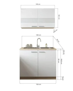 Anbauküchen-Set Merle schwarz B/H/T: ca. 100x200x60 cm