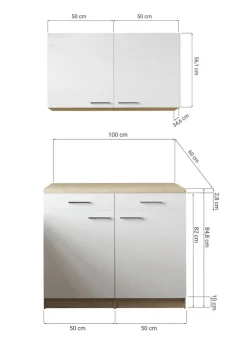 Anbauküchen-Set Merle schwarz B/H/T: ca. 100x200x60 cm