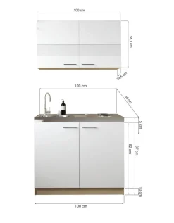 Anbauküchen-Set Merle weiß B/H/T: ca. 100x200x60 cm