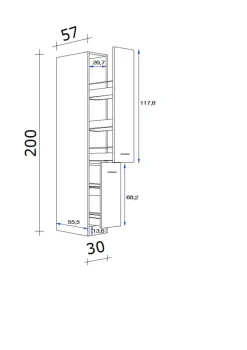 Apothekerschrank Capri schwarz matt B/H/T: ca. 30x200x57 cm