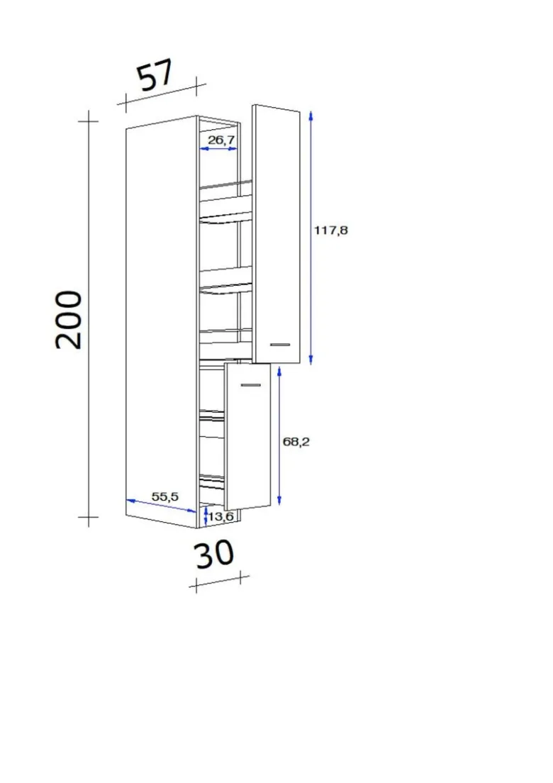Apothekerschrank Capri schwarz matt B/H/T: ca. 30x200x57 cm