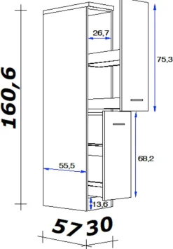 Apothekerschrank Samoa weiß Eiche Nachbildung B/H/T: ca. 30x161x60 cm