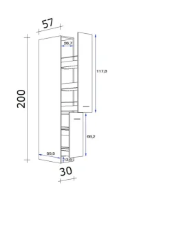 Apothekerschrank Samoa weiß Eiche Nachbildung B/H/T: ca. 30x200x57 cm