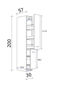 Apothekerschrank Vita weiß matt B/H/T: ca. 30x200x57 cm