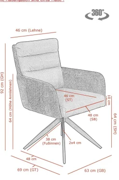 Armlehnstuhl Leandra, 2er-Set anthrazit Microfaser Webstoff B/H/T: ca. 63x92x69 cm
