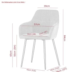 Armlehnstuhl Maria, 2er-Set anthrazit Microfaser Webstoff B/H/T: ca. 55x84x61 cm