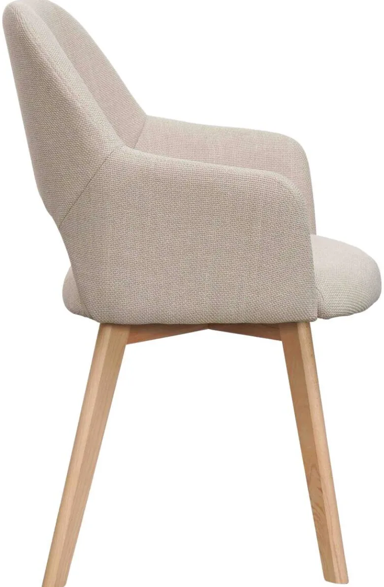 Armlehnstuhl Stade beige natur Polyester Buche B/H/T: ca. 57x87x62 cm