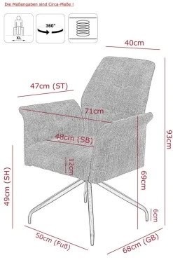Armlehnstuhl Viktoria, 4er-Set Copper Microfaser Webstoff B/H/T: ca. 71x93x68 cm