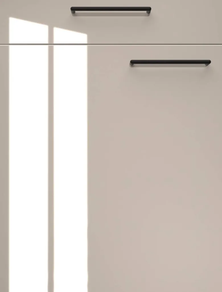 artego Küchenblock Eco Graphit Lack Hochglanz Toffee Sherwood matt Nachbildung B/T: ca. 300x60 cm