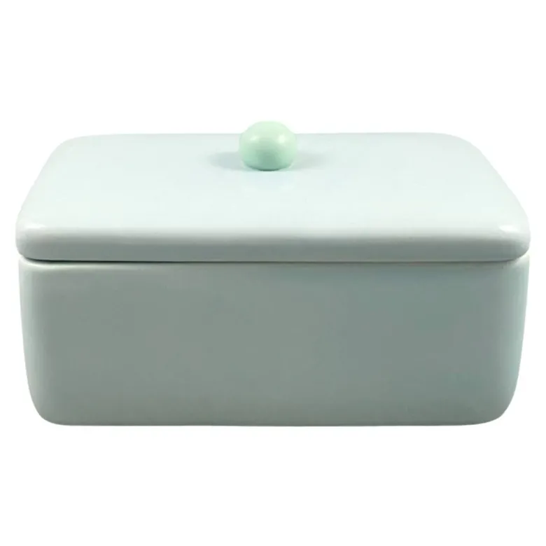 Aufbewahrungsdose hellblau Keramik B/H: ca. 25x14 cm