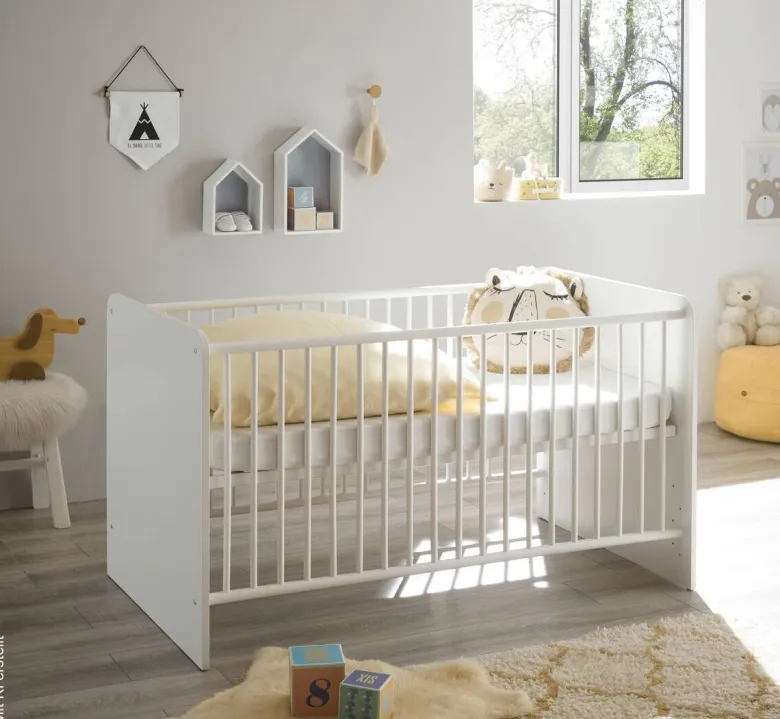 Babybett Alex weiß Graphit Liegefläche B/L: ca. 70x140 cm