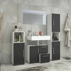 Badezimmer-Set Flandu weiß schwarz B/H/T: ca. 61x51x32 cm