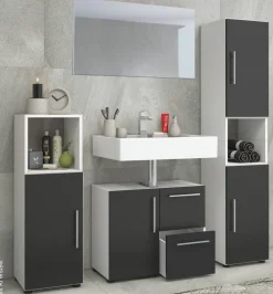 Badezimmer-Set Flandu weiß schwarz B/H/T: ca. 61x51x32 cm