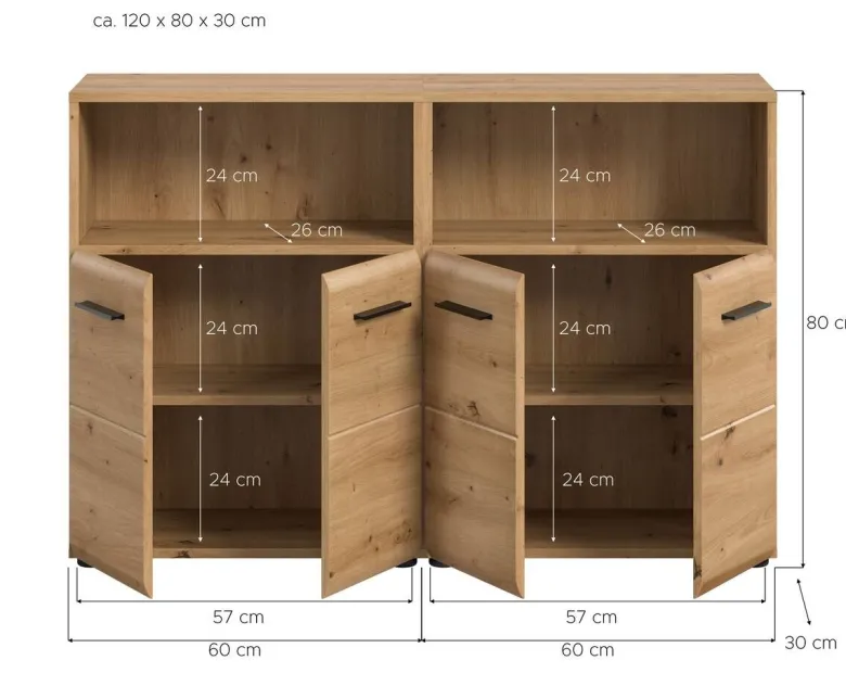 Badezimmer-Set Ice Artisan Oak Nachbildung B/H/T: ca. 120x80x30 cm