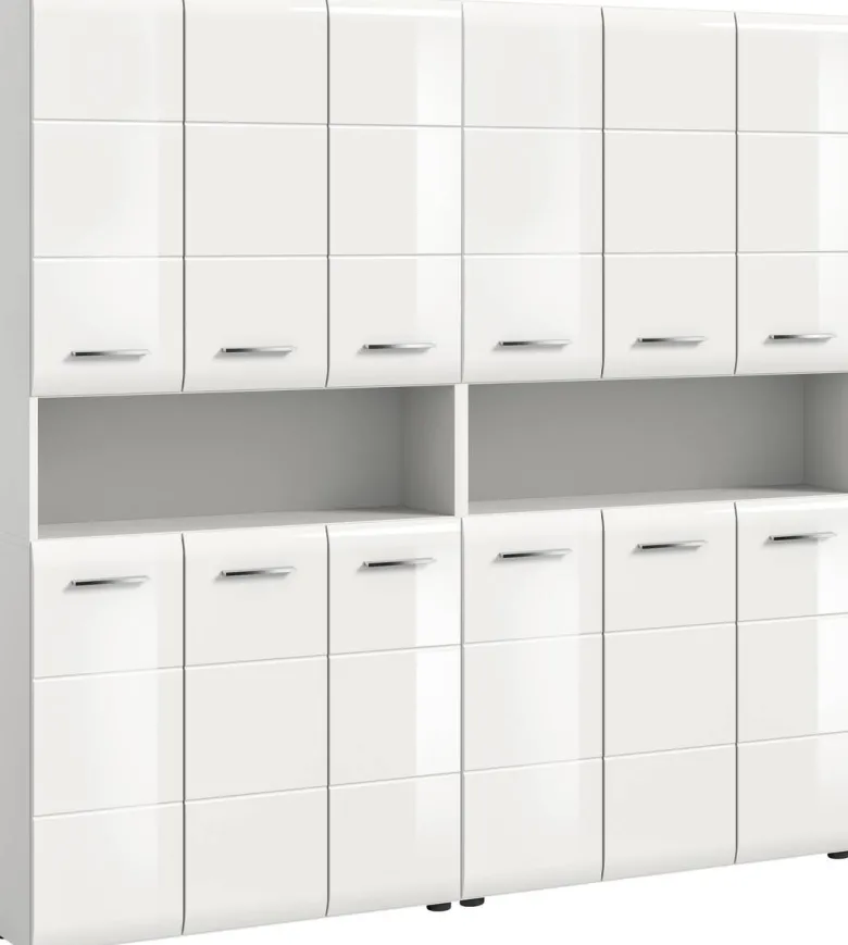 Badezimmer-Set Ice weiß weiß Hochglanz B/H/T: ca. 180x185x30 cm