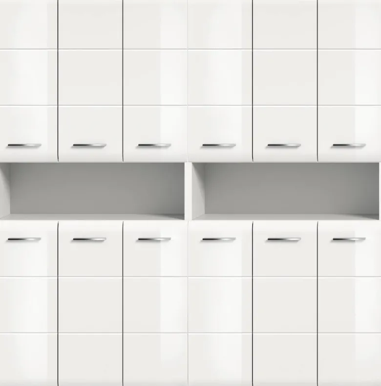 Badezimmer-Set Ice weiß weiß Hochglanz B/H/T: ca. 180x185x30 cm
