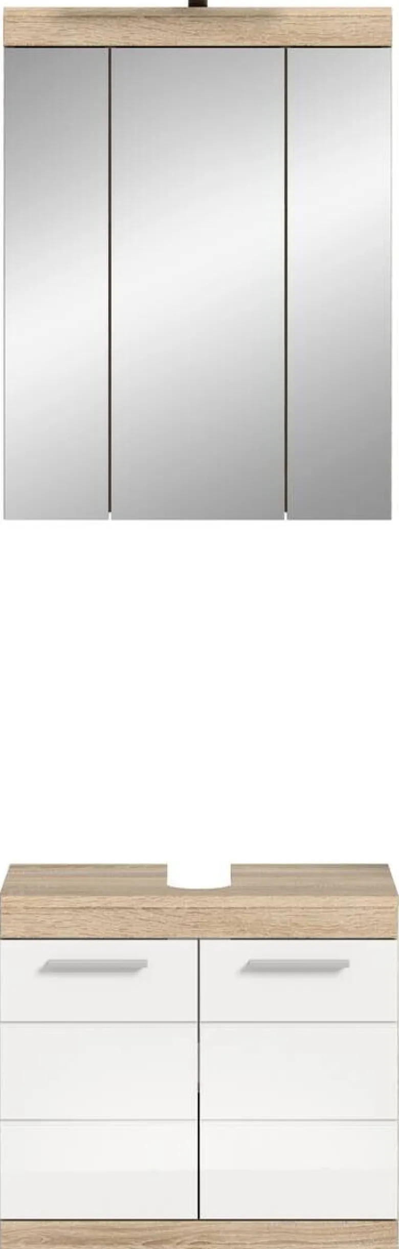 Badezimmer-Set Lambada Eiche Sonoma Nachbildung weiß Hochglanz B/H/T: ca. 60x191x34 cm