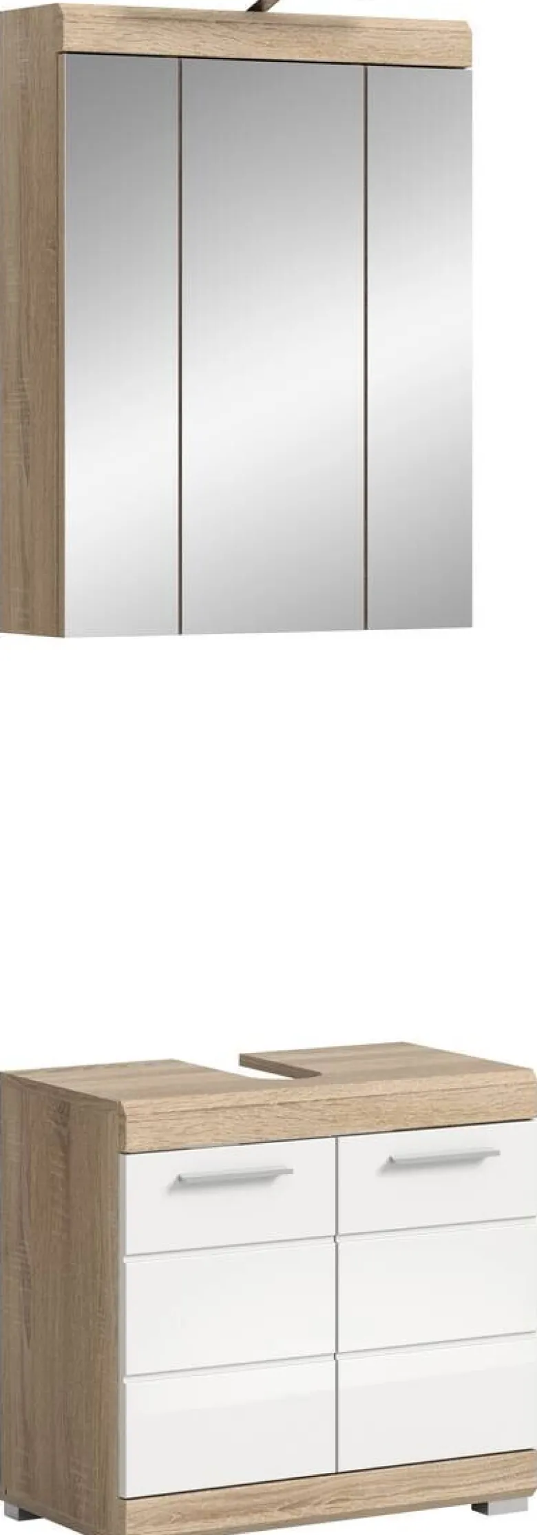 Badezimmer-Set Lambada Eiche Sonoma Nachbildung weiß Hochglanz B/H/T: ca. 60x191x34 cm
