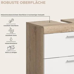 Badezimmer-Set Lambada Eiche Sonoma Nachbildung weiß Hochglanz B/H/T: ca. 164x191x37 cm