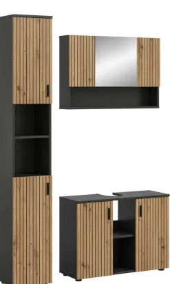 Badezimmer-Set Mone Basalt Nachbildung Artisan Oak Nachbildung B/H/T: ca. 125x192x30 cm