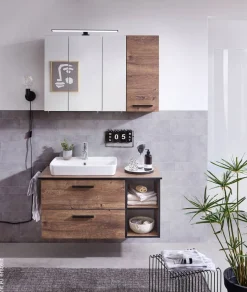 Badezimmer-Set Quickset 374 Eiche Ribeck Nachbildung B/H/T: ca. 105x200x44,5 cm